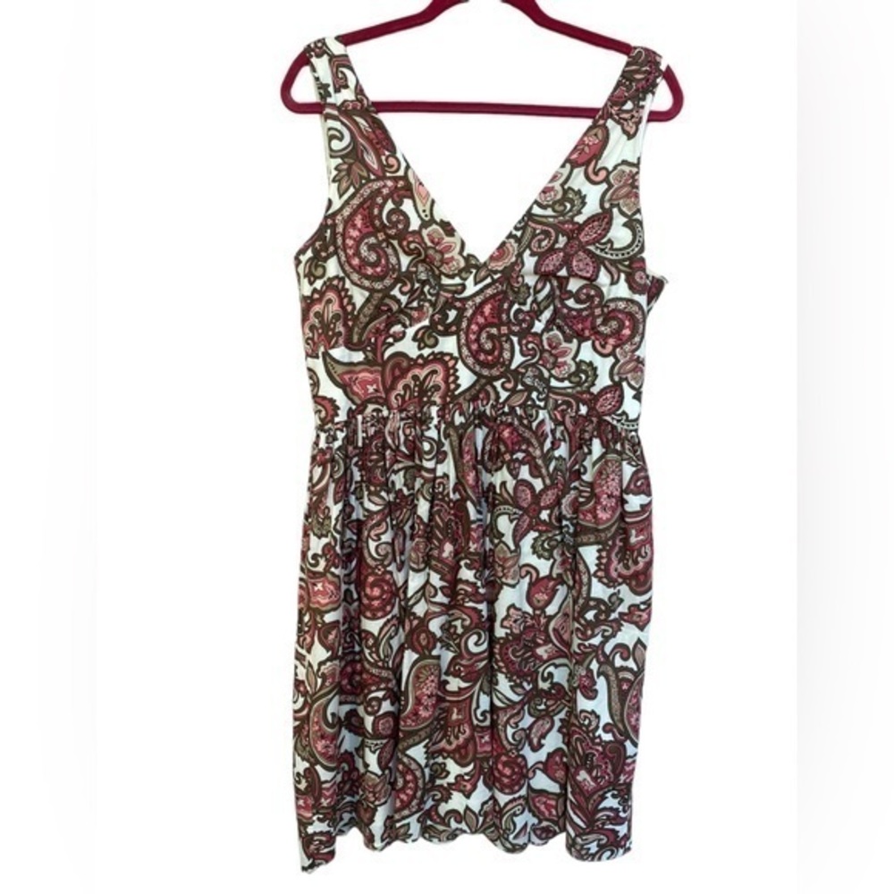 New York & Company women’s pink Paisley Print sleeveless cotton dress size 14